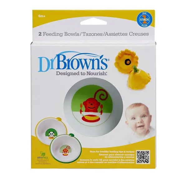 Dr. Brown’s Non-Slip Toddler Food Bowls – 2-Pack (Ages 6 Months+)