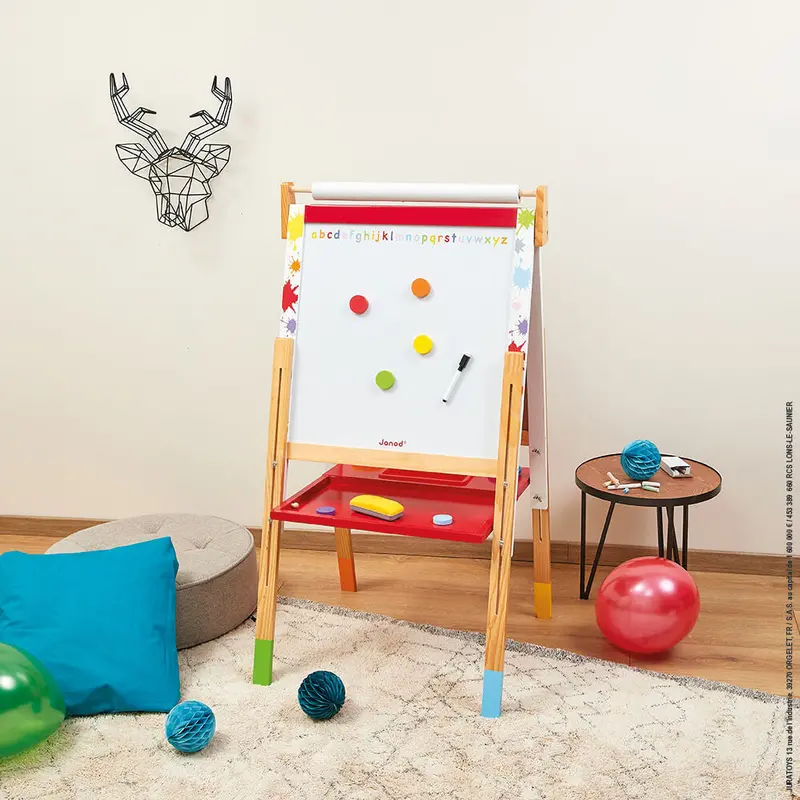 Janod Adjustable Wooden Splash Easel for Kids