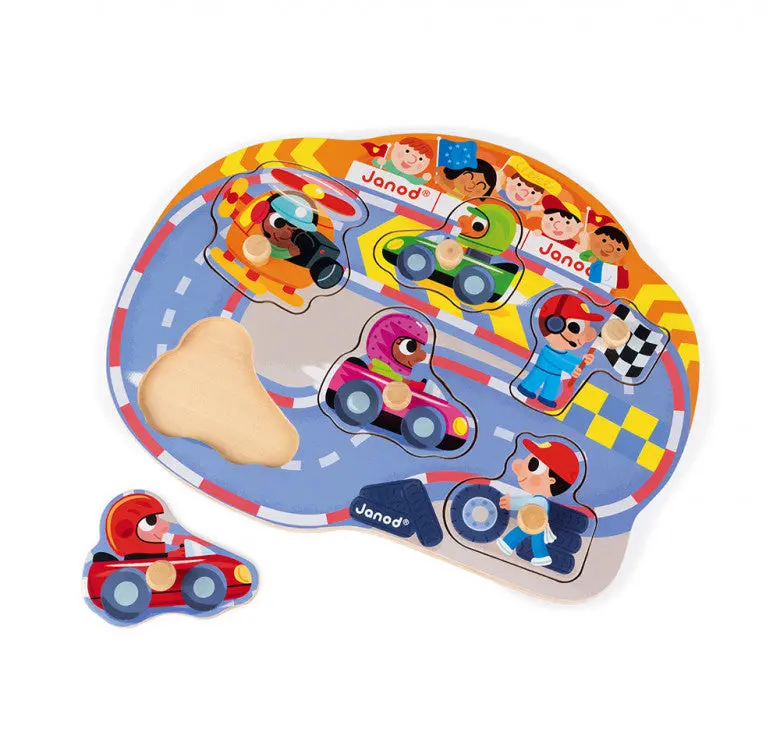 Janod Happy Racing Wooden Puzzle for Early Development