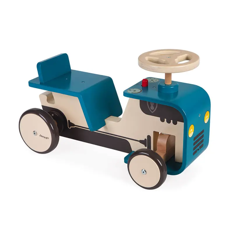 Janod Wooden Ride-On Tractor for Toddlers
