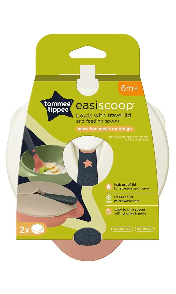 Tommee Tippee Easy Scoop Feeding Bowls with Travel Lid & Spoon